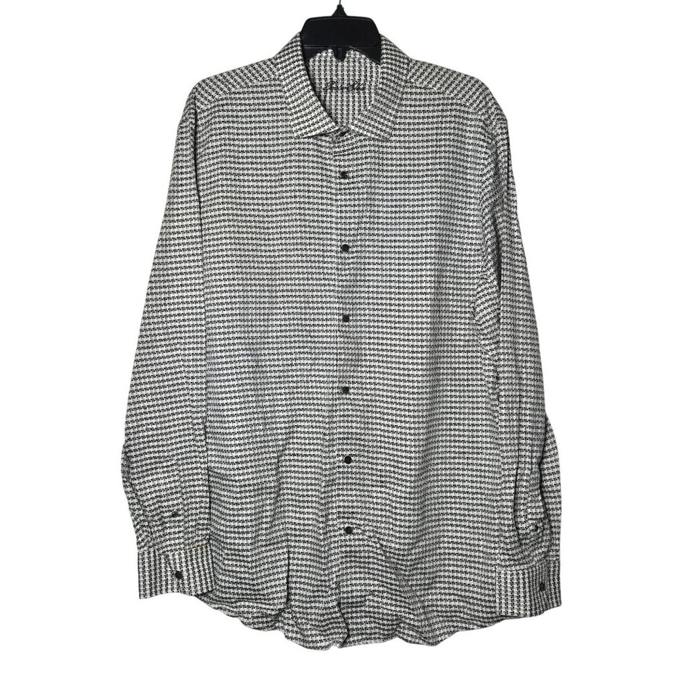 Tasso Elba Mens Houndstooth Long Sleeve Dress‎ Shirt Size XXL Wedding Church